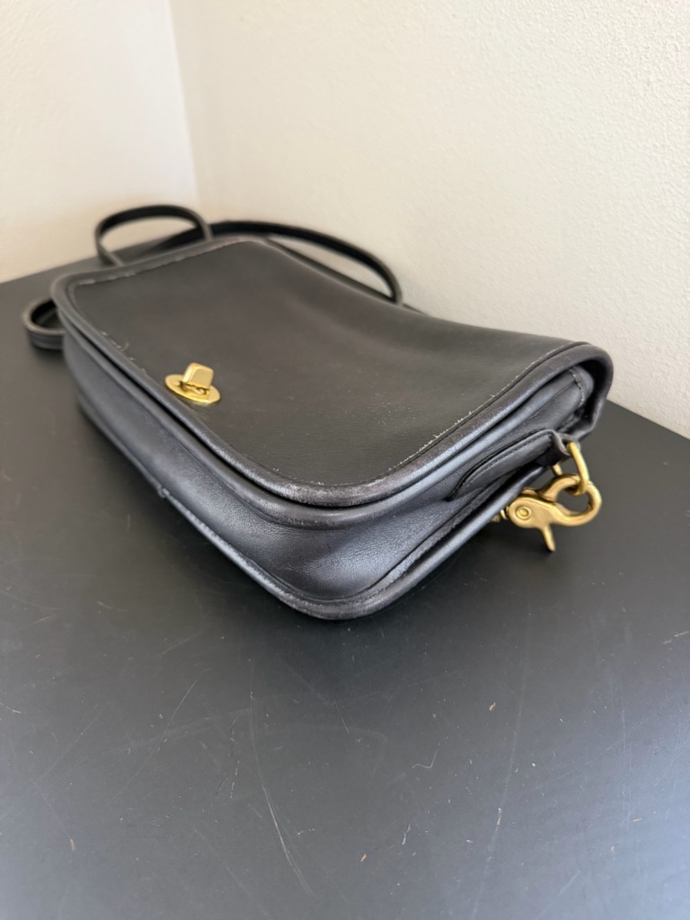 Coach Vintage Penny Pocket Black Leather Crossbody Bag - Picture 10 of 13